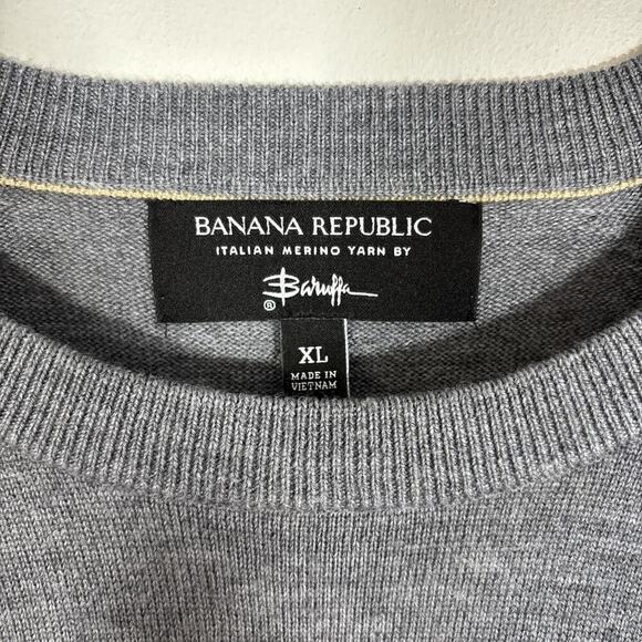 Banana Republic Baruffa Sweater 100% Italian Merino Wool Mens XL Gray Crew Neck - Picture 4 of 8